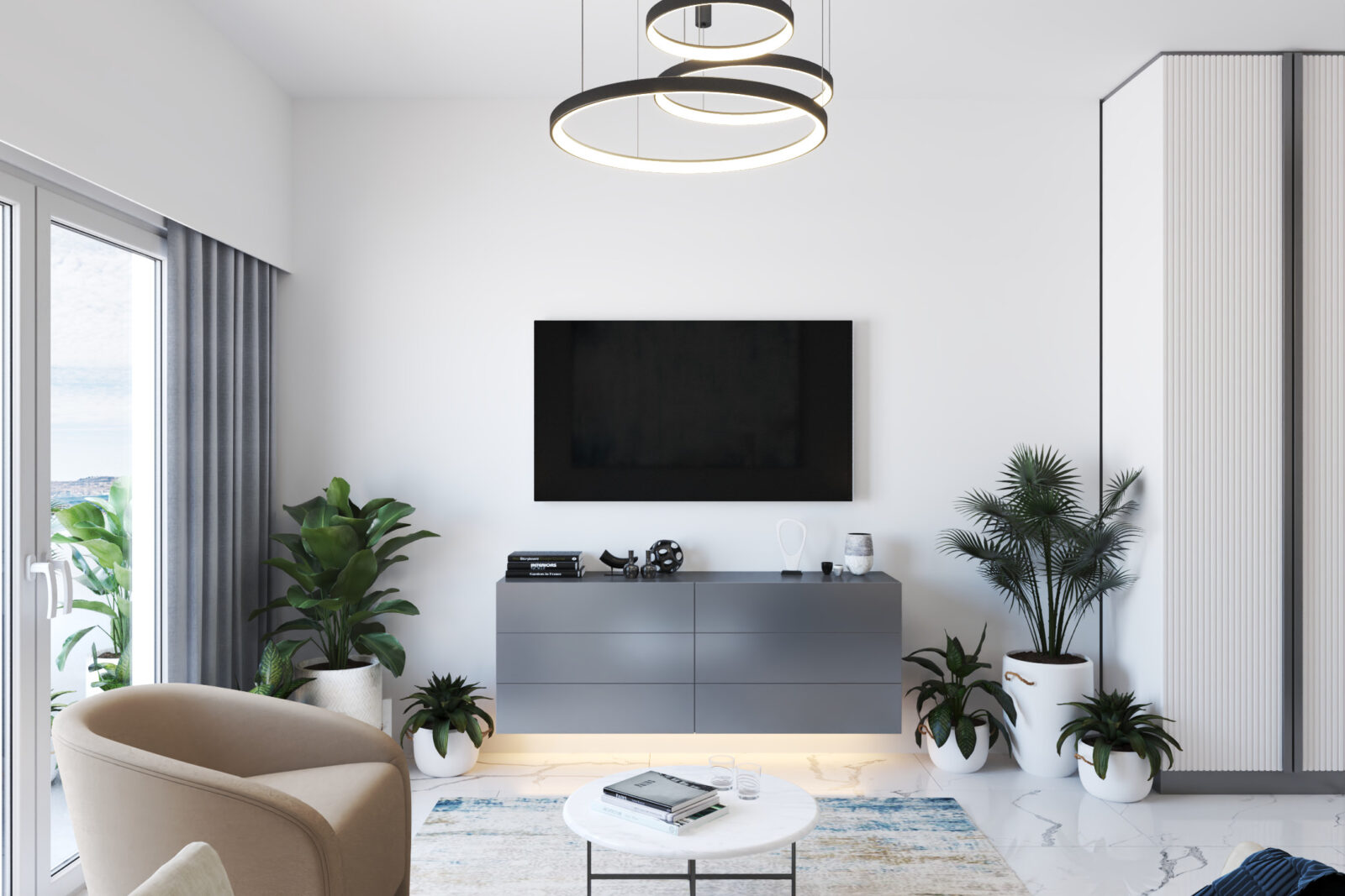 TV zona i plakar - garsonjera br. 34 u Emerald Residence, Bar