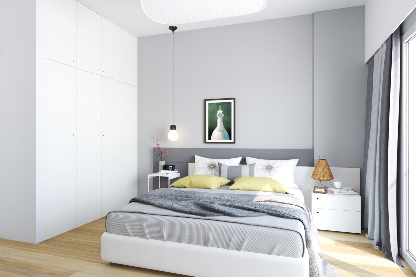 Spavaća soba: krevet i plakar - apartman br. 57 u Emerald Residence, Bar
