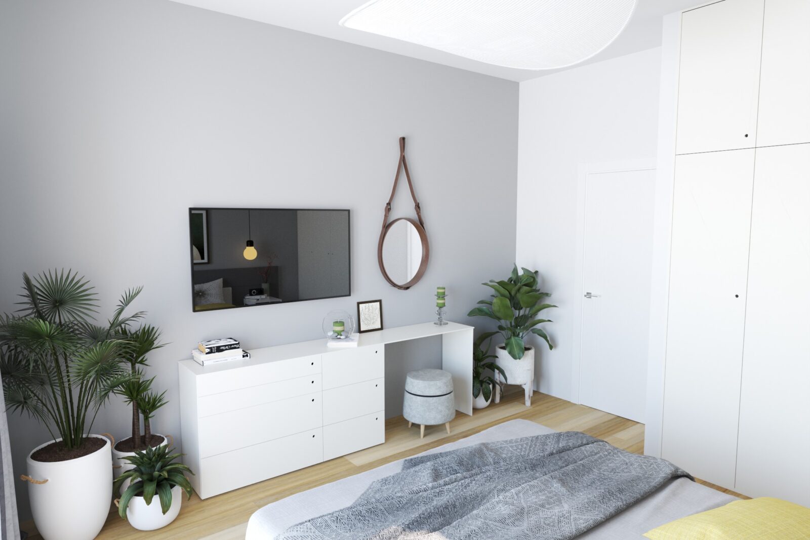 Spavaća soba: komoda i TV - apartman br. 57 u Emerald Residence, Bar