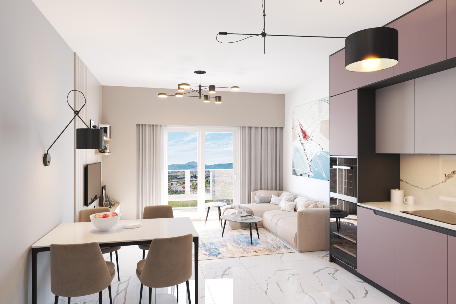 Trpezarijski sto i dnevna soba - apartman br. 57 u Emerald Residence, Bar