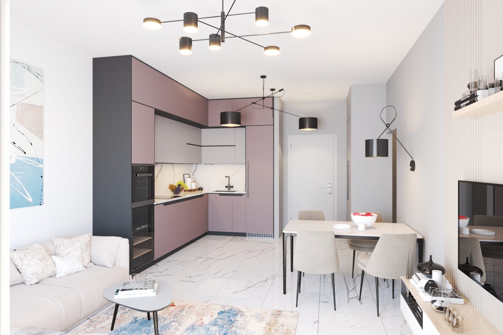 Kuhinja i trpezarijski sto - apartman br. 57 u Emerald Residence, Bar