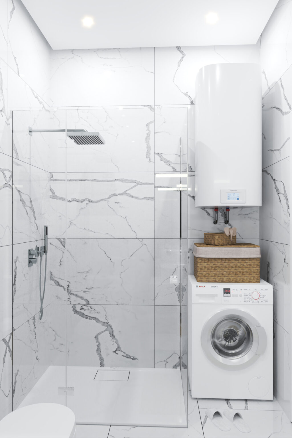 Kupatilo: tuš, bojler i veš-mašina - apartman br. 57 u Emerald Residence, Bar
