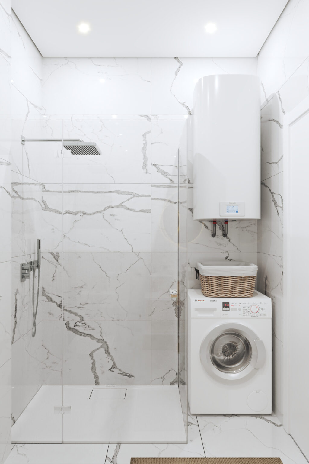 Kupatilo: tuš, bojler i veš-mašina - apartman br. 59 u Emerald Residence, Bar