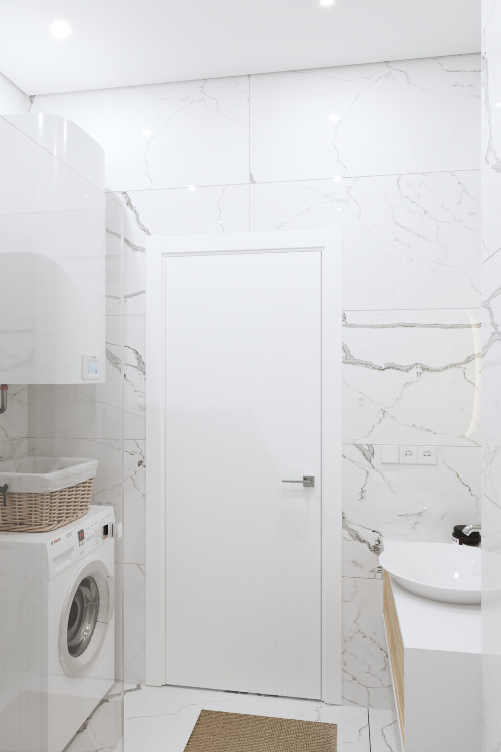 Kupatilo: veš-mašina i ulaz - apartman br. 59 u Emerald Residence, Bar
