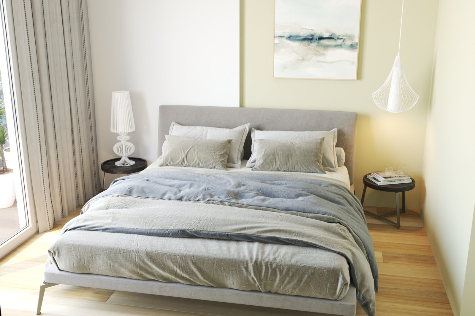 Spavaća soba: krevet pored prozora - apartman br. 59 u Emerald Residence, Bar