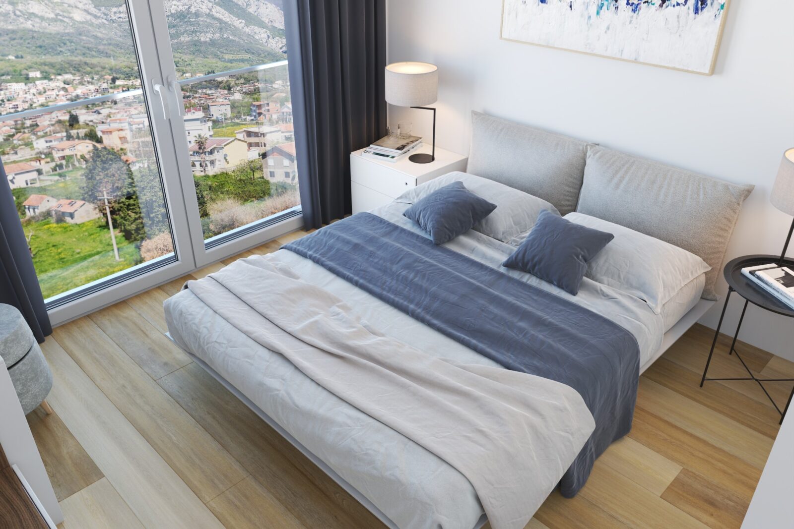 Druga spavaća soba: pogled kroz prozor - apartman br. 59 u Emerald Residence, Bar
