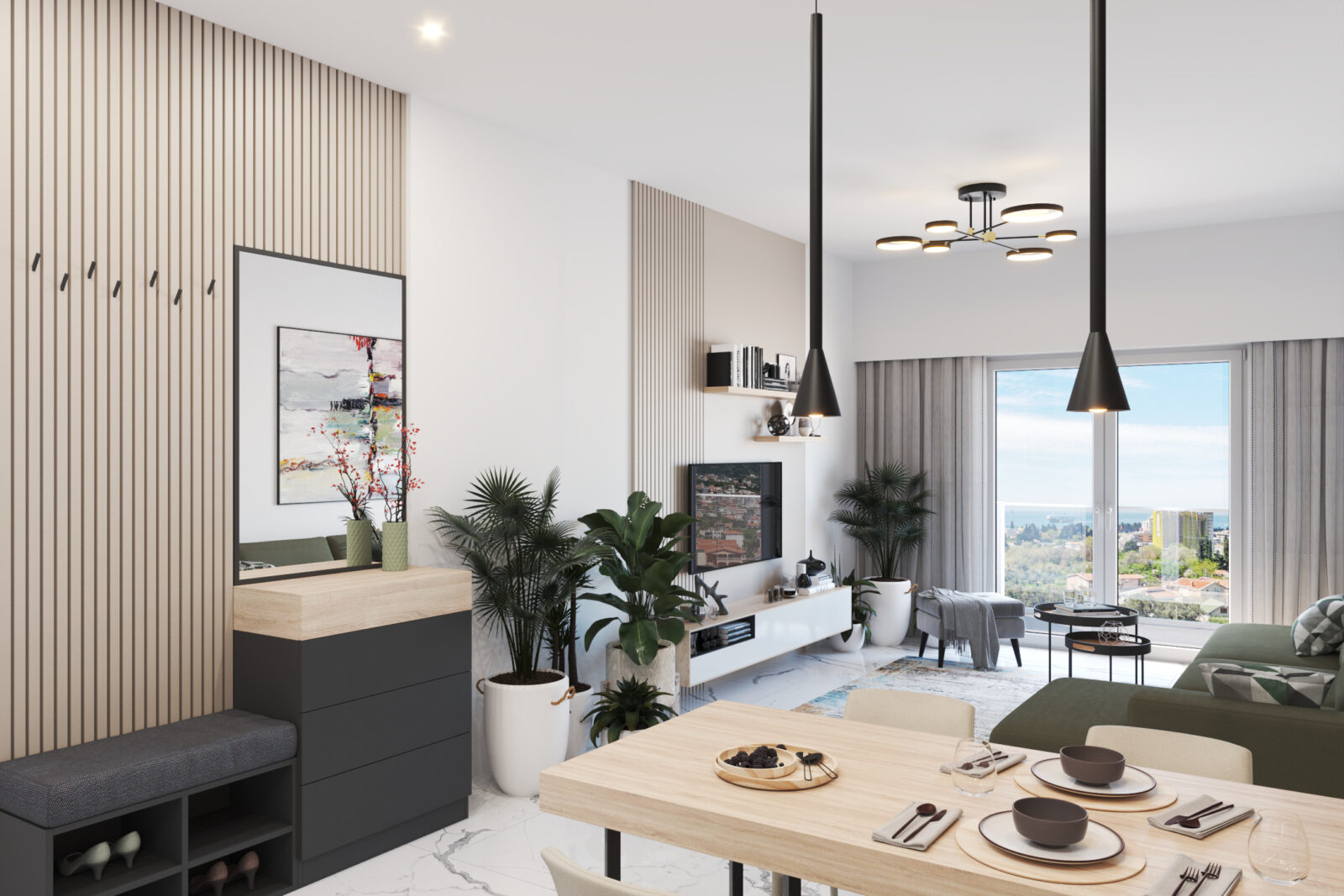 Predsoblje i trpezarijski sto - apartman br. 59 u Emerald Residence, Bar