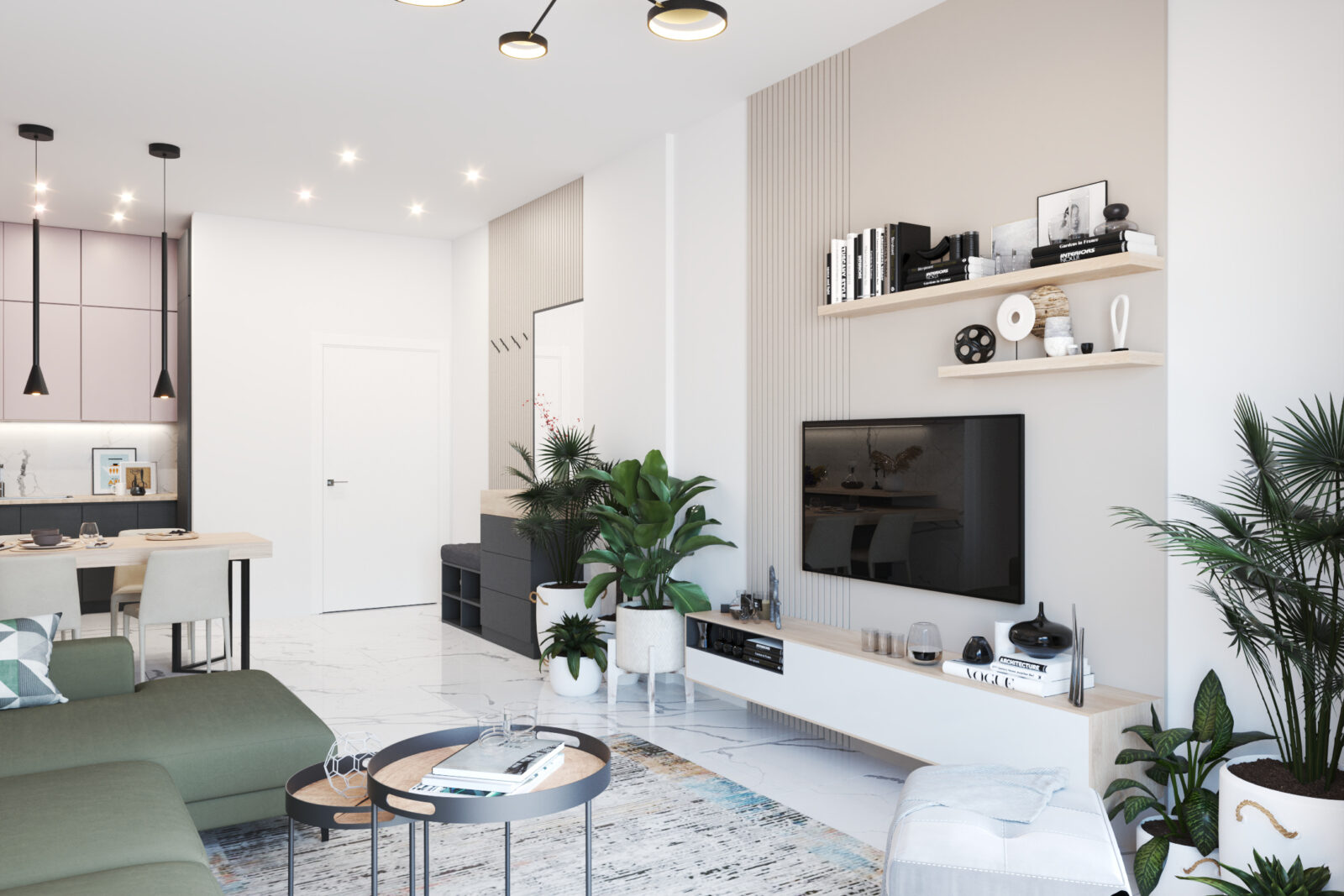 TV zona i kuhinja - apartman br. 59 u Emerald Residence, Bar