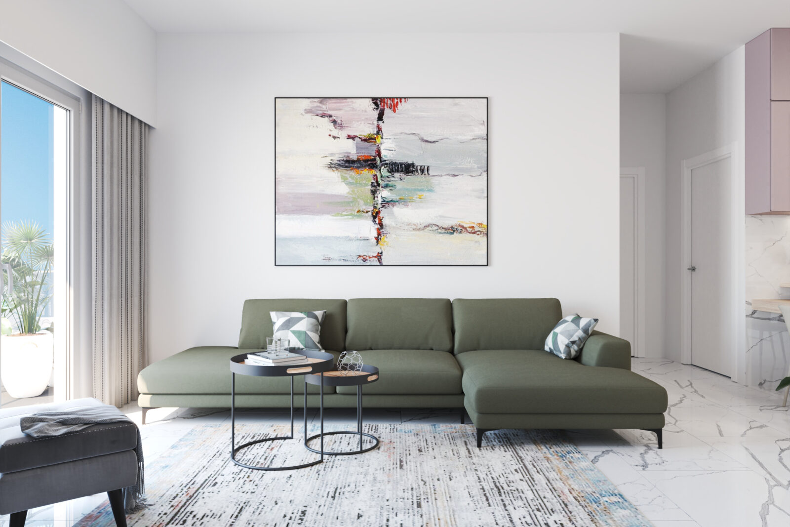 Sofa i slika - apartman br. 59 u Emerald Residence, Bar
