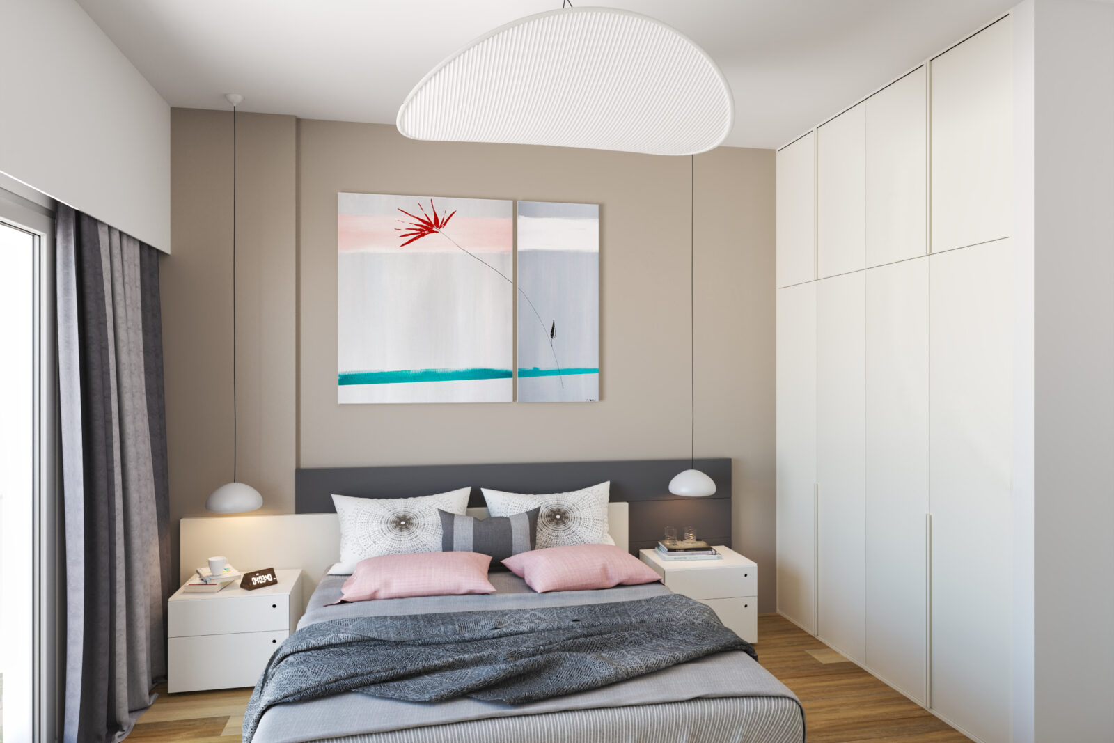 Spavaća soba: krevet i plakar - apartman br. 60 u Emerald Residence, Bar