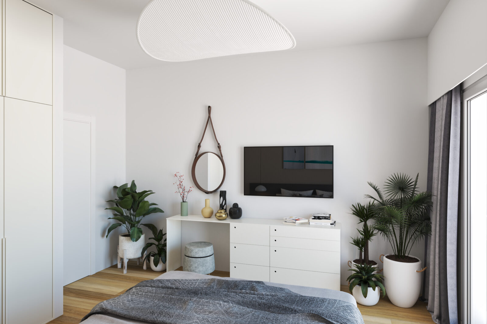 Spavaća soba: komoda i TV - apartman br. 60 u Emerald Residence, Bar