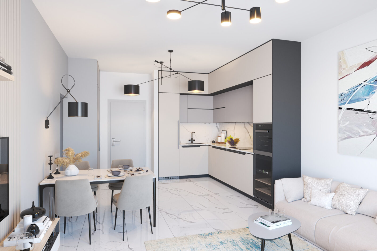 Trpezarijski sto i kuhinja - apartman br. 60 u Emerald Residence, Bar
