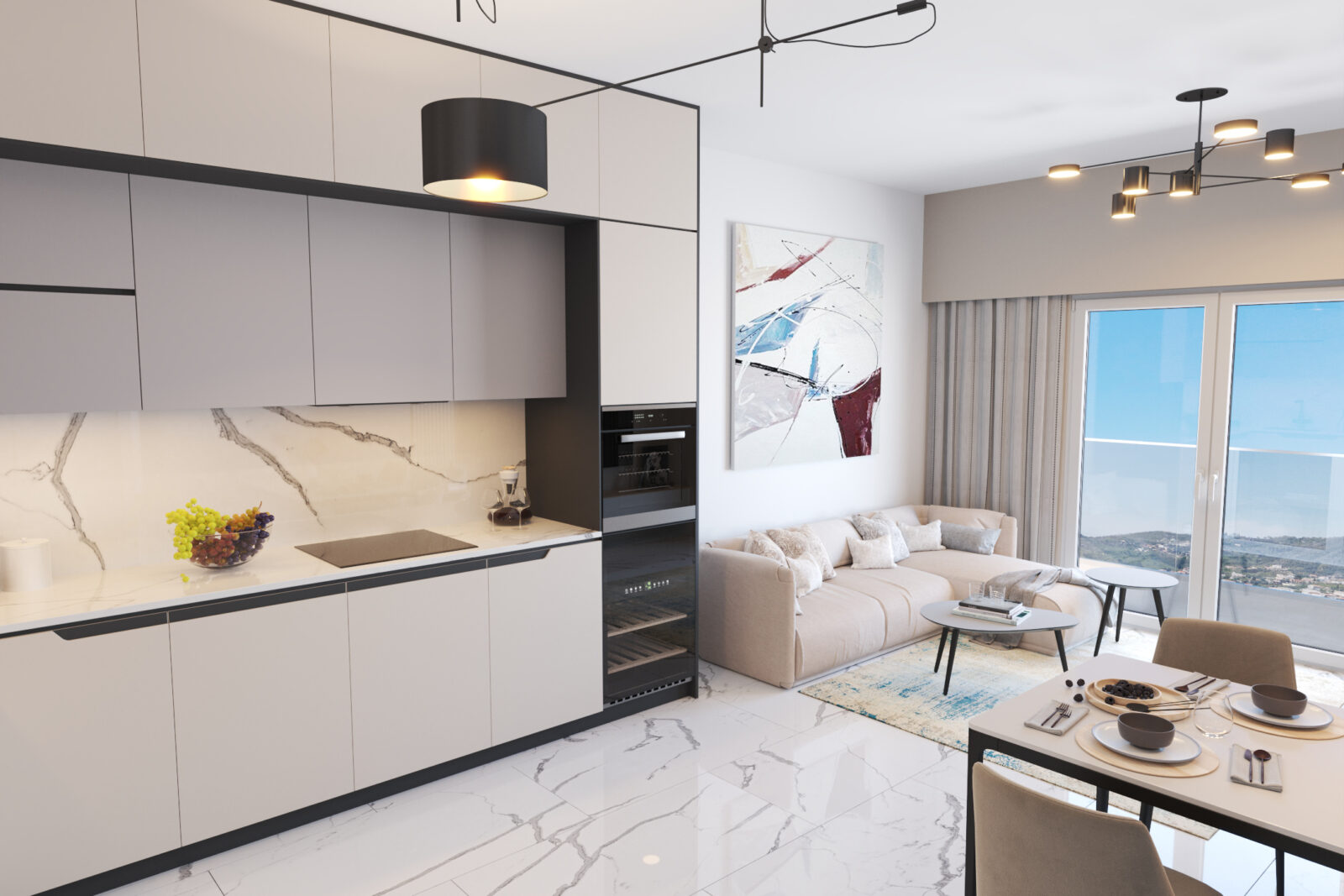Kuhinja i dnevna soba - apartman br. 60 u Emerald Residence, Bar