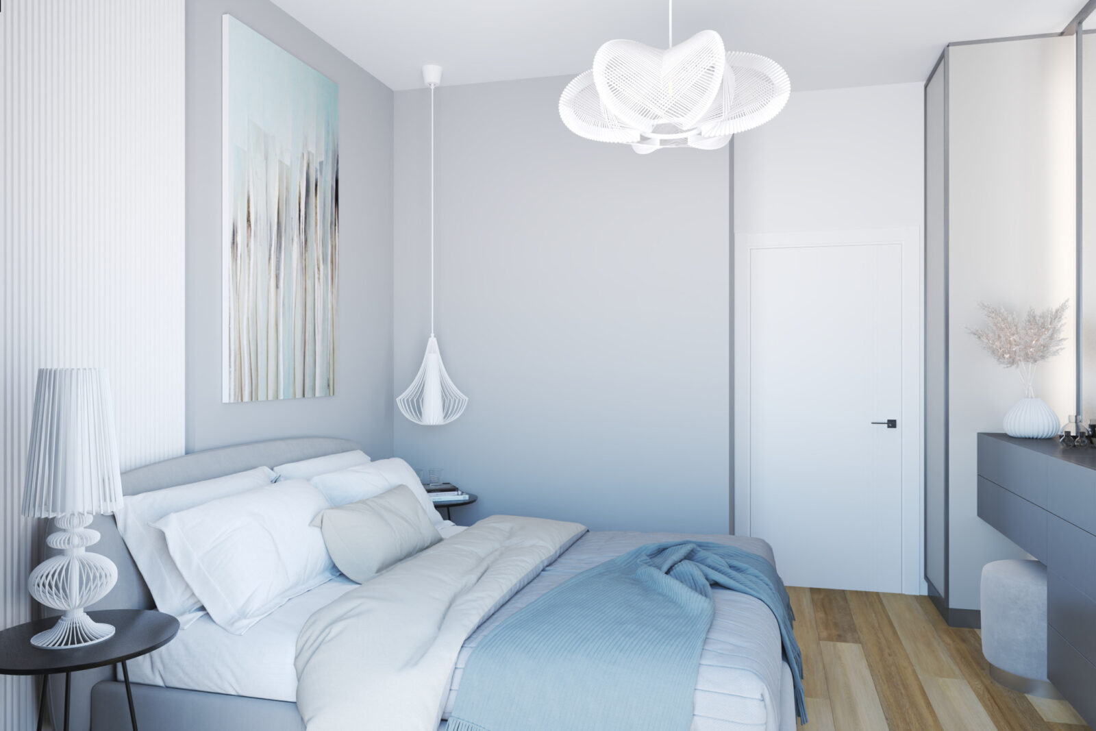 Druga spavaća soba: krevet i ulaz - apartman br. 61 u Emerald Residence, Bar