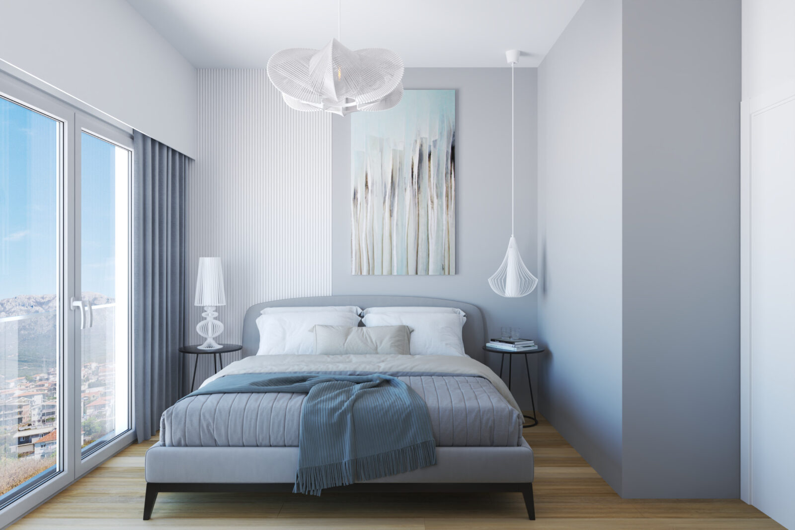 Druga spavaća soba: krevet pored prozora - apartman br. 61 u Emerald Residence, Bar