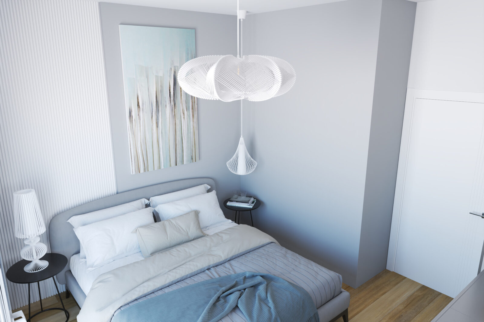 Druga spavaća soba: uzglavlje i slika - apartman br. 61 u Emerald Residence, Bar