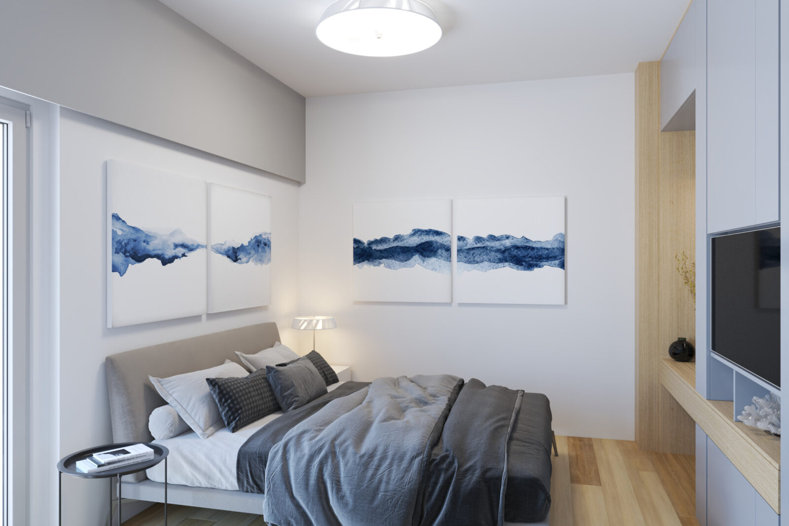 Glavna spavaća soba: krevet i TV - apartman br. 61 u Emerald Residence, Bar