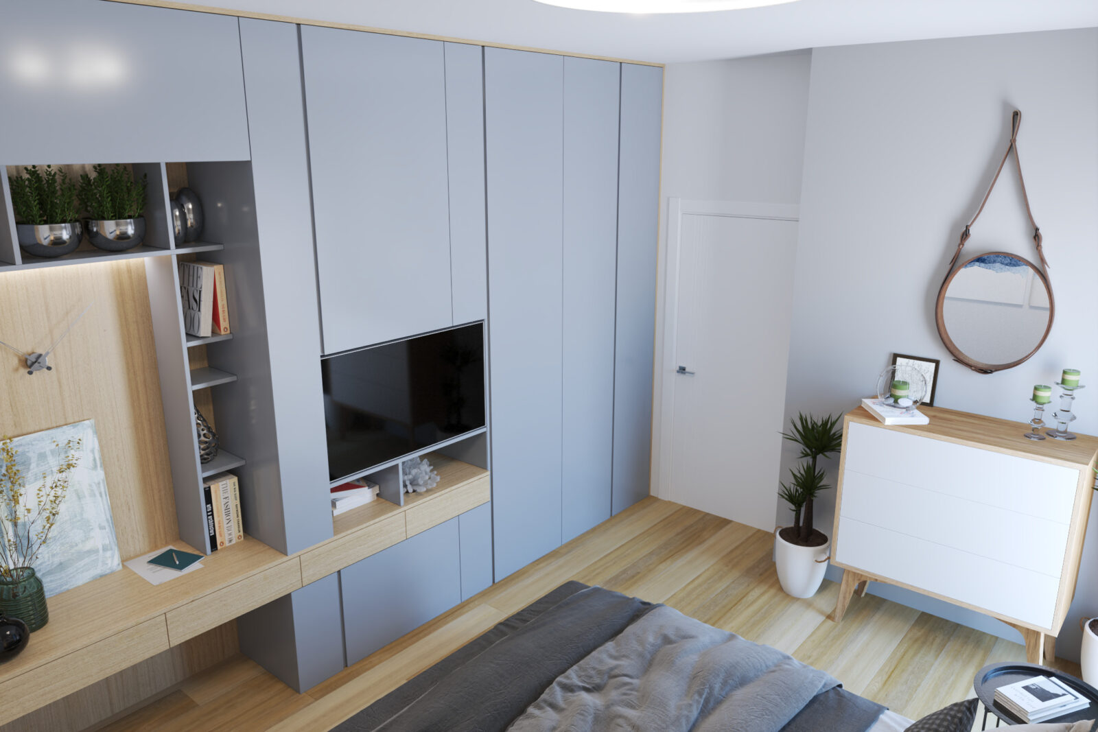 Glavna spavaća soba: radno mjesto i plakar - apartman br. 61 u Emerald Residence, Bar