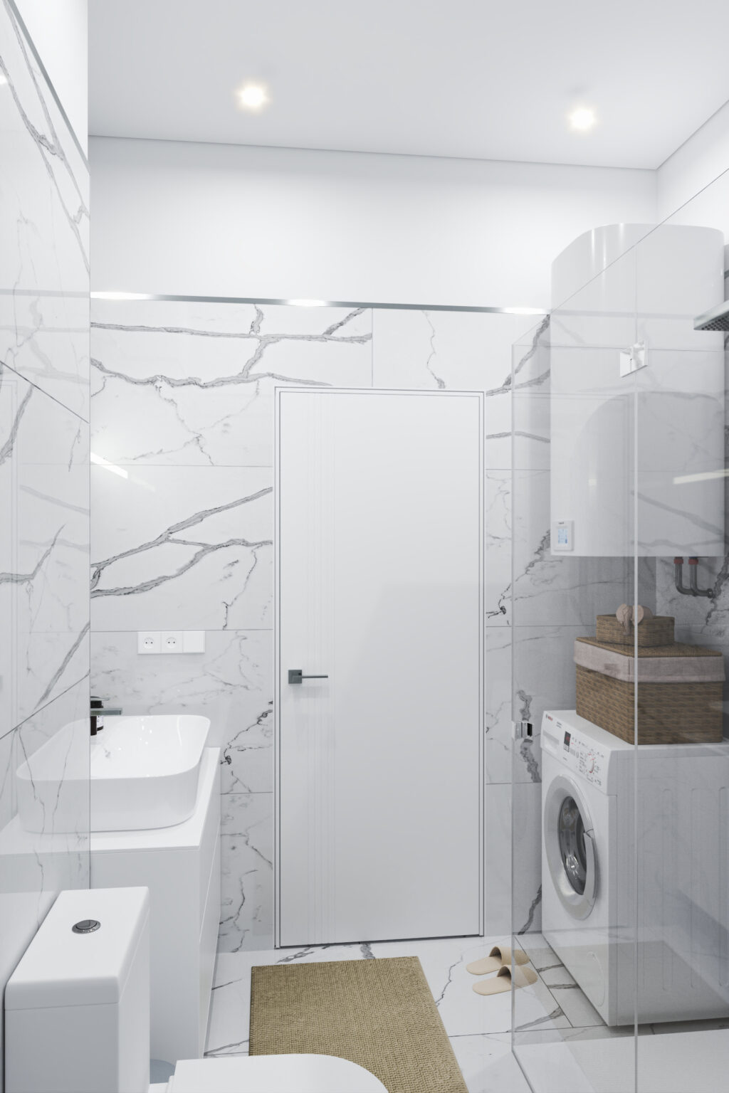 Kupatilo sa tušem: veš-mašina - apartman br. 61 u Emerald Residence, Bar
