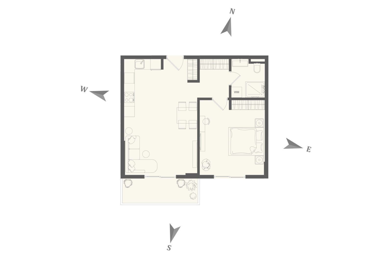Plan sa namještajem - apartman br. 57 u Emerald Residence, Bar