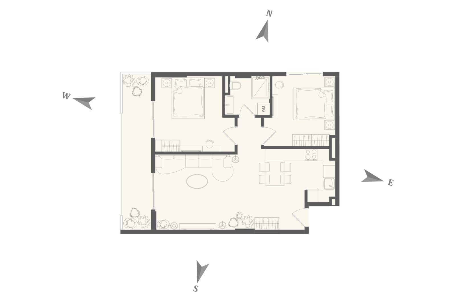 Plan sa namještajem - apartman br. 59 u Emerald Residence, Bar