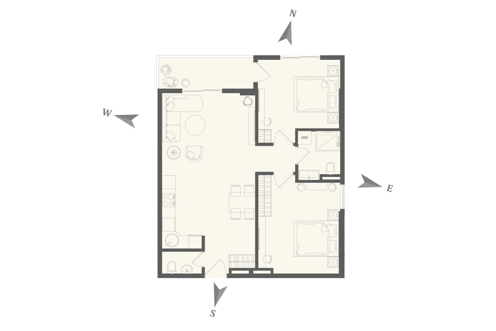 Plan sa namještajem - apartman br. 61 u Emerald Residence, Bar