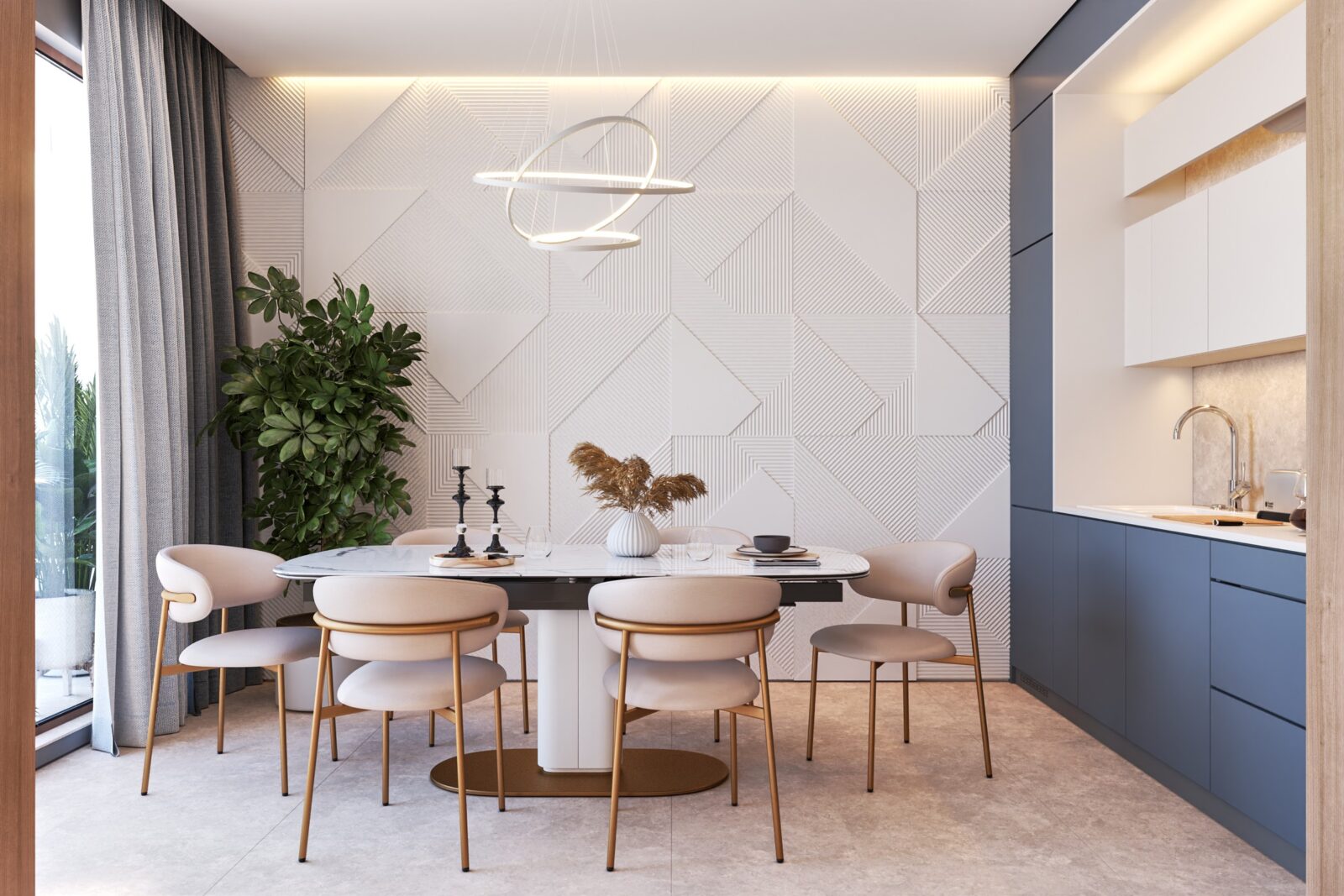 Renders of the ADRIA apartment - Kitchen-diner