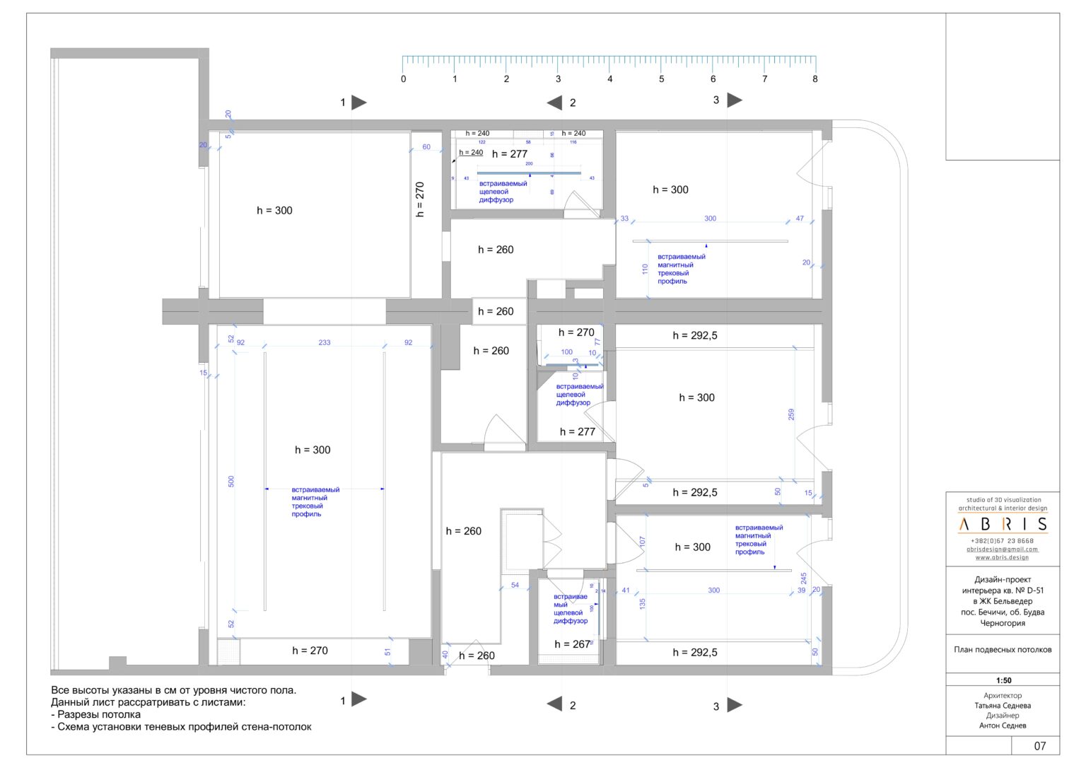 Suspended ceiling plan - ADRIA apartment in RC Belvedere, Bečići