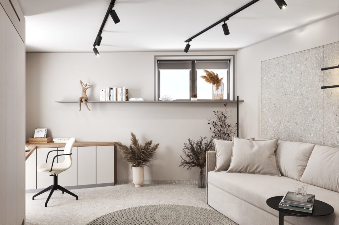 Radna soba i soba za goste: sofa i radno mjesto - apartman AURA u Zupcima, Bar