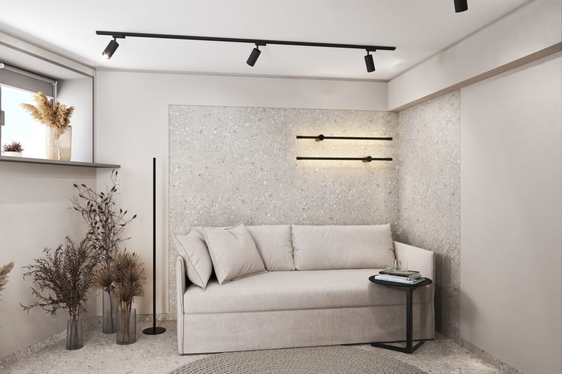 Radna soba i soba za goste: sofa pored prozora - apartman AURA u Zupcima, Bar