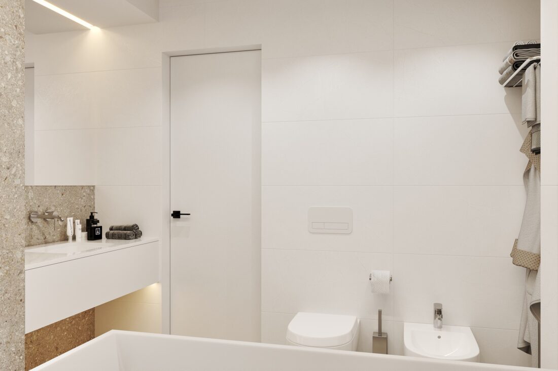 Kupatilo uz glavnu spavaću sobu: viseći element sa lavaboom - apartman AURA u Zupcima, Bar