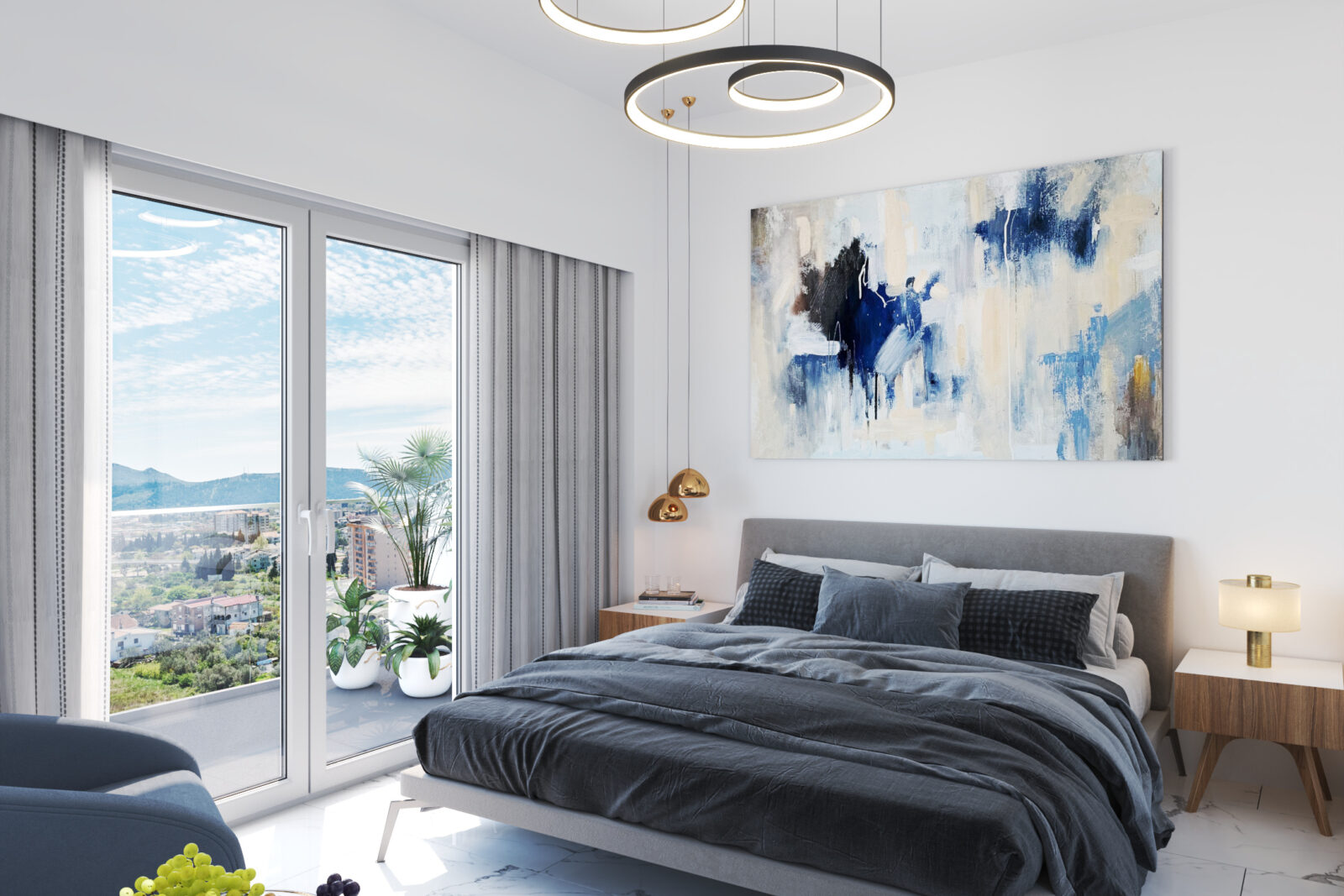 Prostor za spavanje i izlaz na balkon - apartman br. 25 u Emerald Residence, Bar
