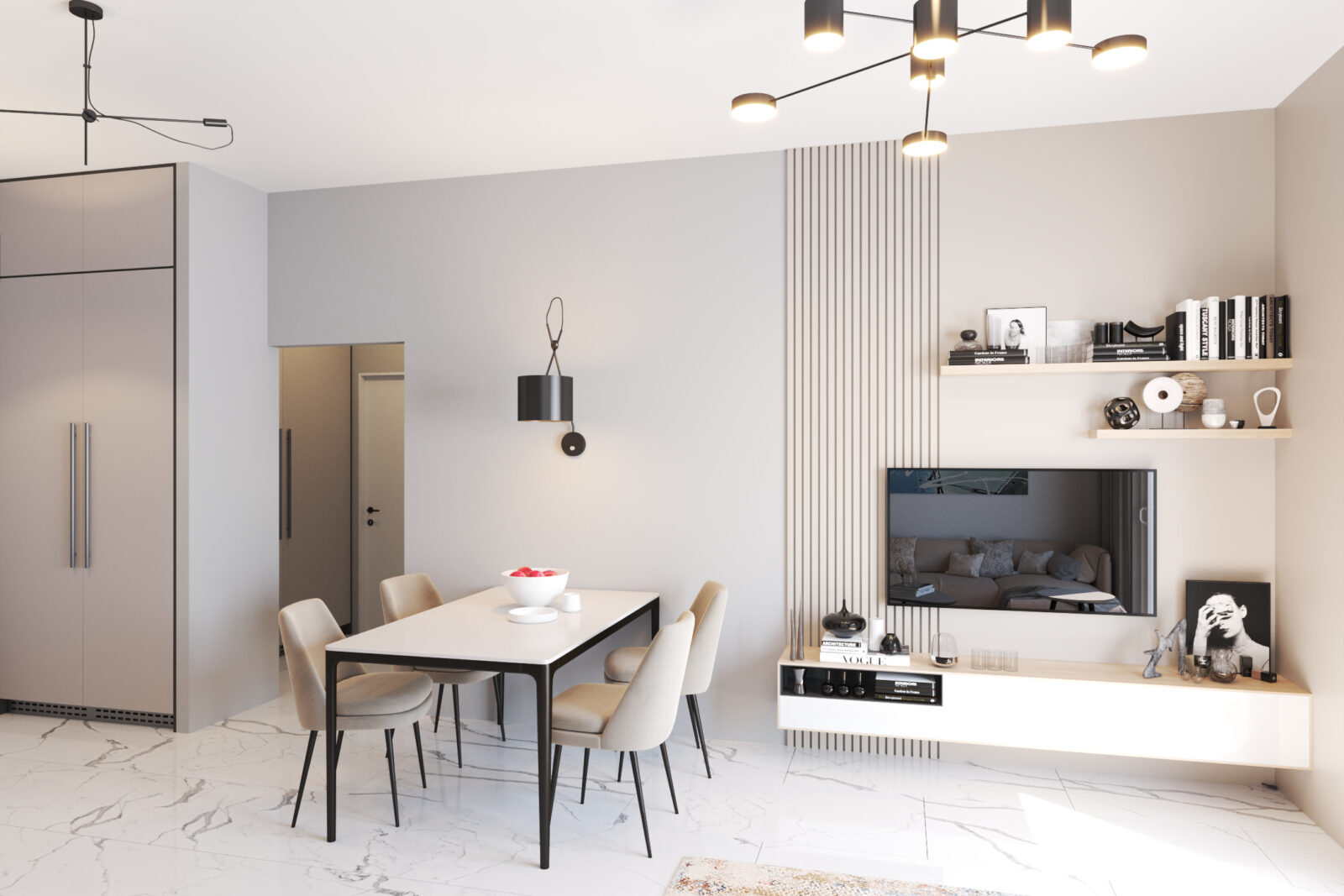 TV zona i trpezarijski sto - apartman br. 57 u Emerald Residence, Bar