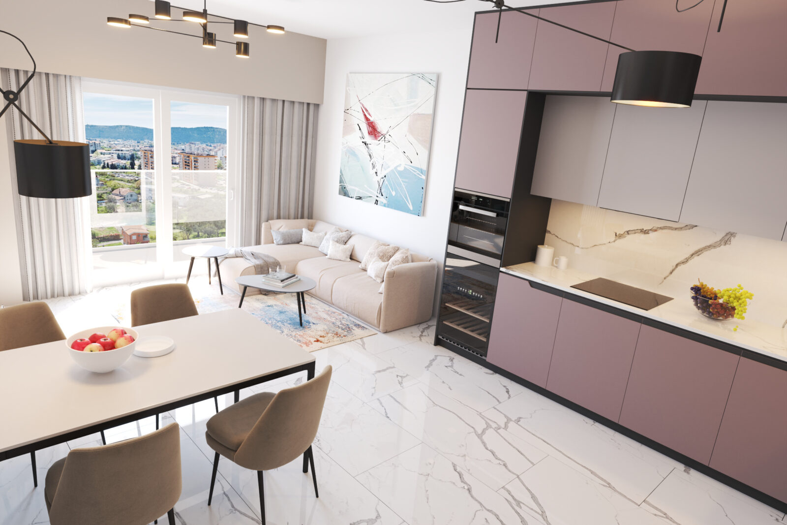 Trpezarija i kuhinja - apartman br. 57 u Emerald Residence, Bar