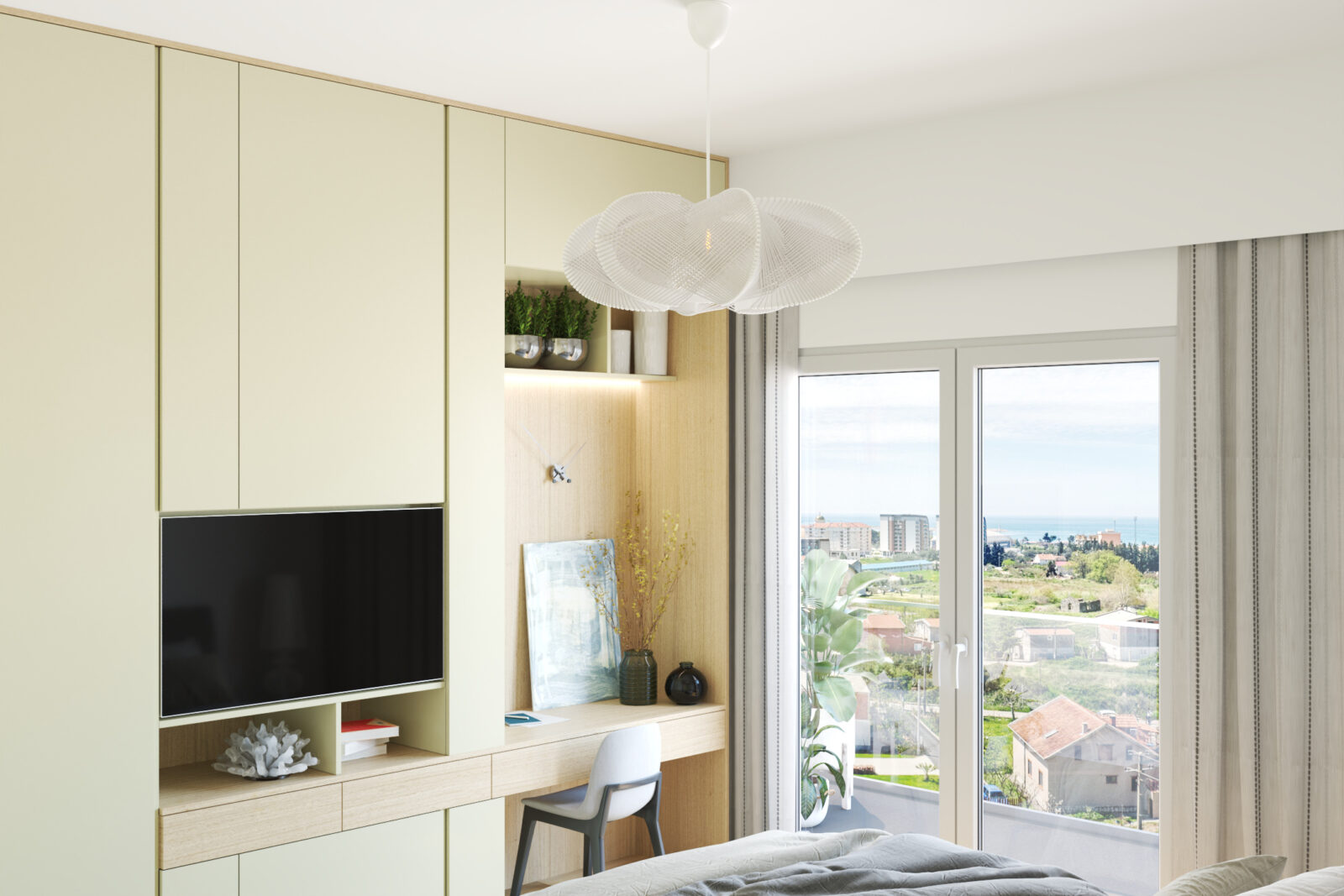 Spavaća soba: plakar i radno mjesto - apartman br. 59 u Emerald Residence, Bar
