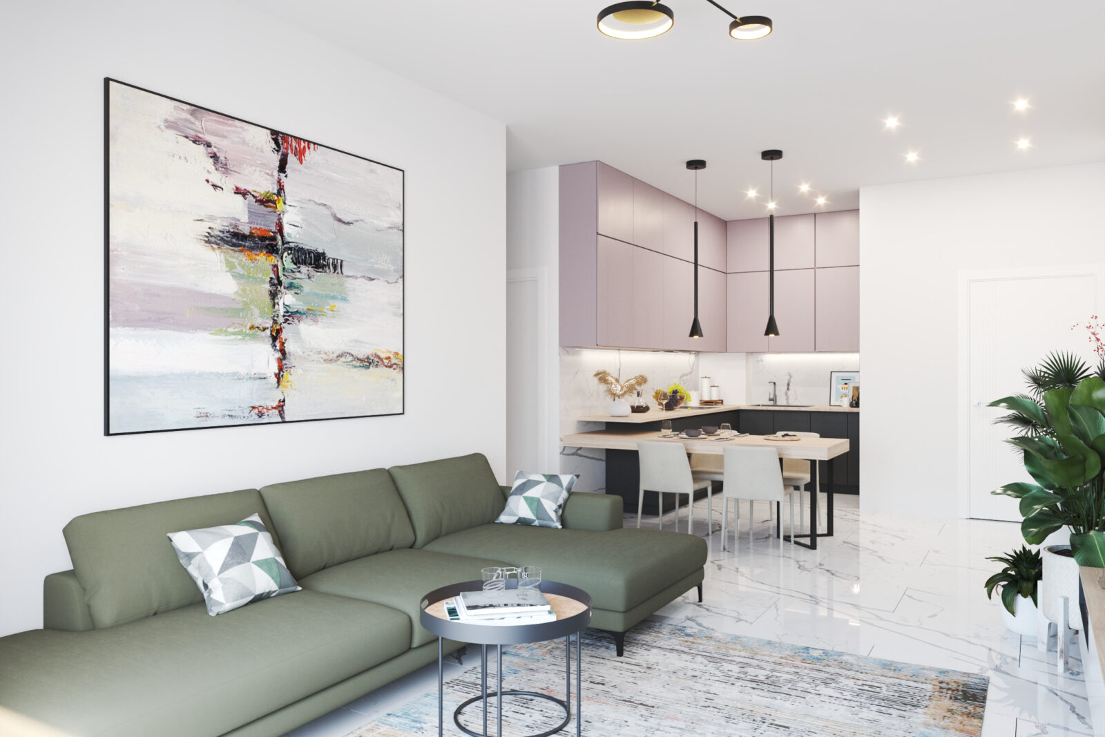 Dnevna soba i kuhinja - apartman br. 59 u Emerald Residence, Bar