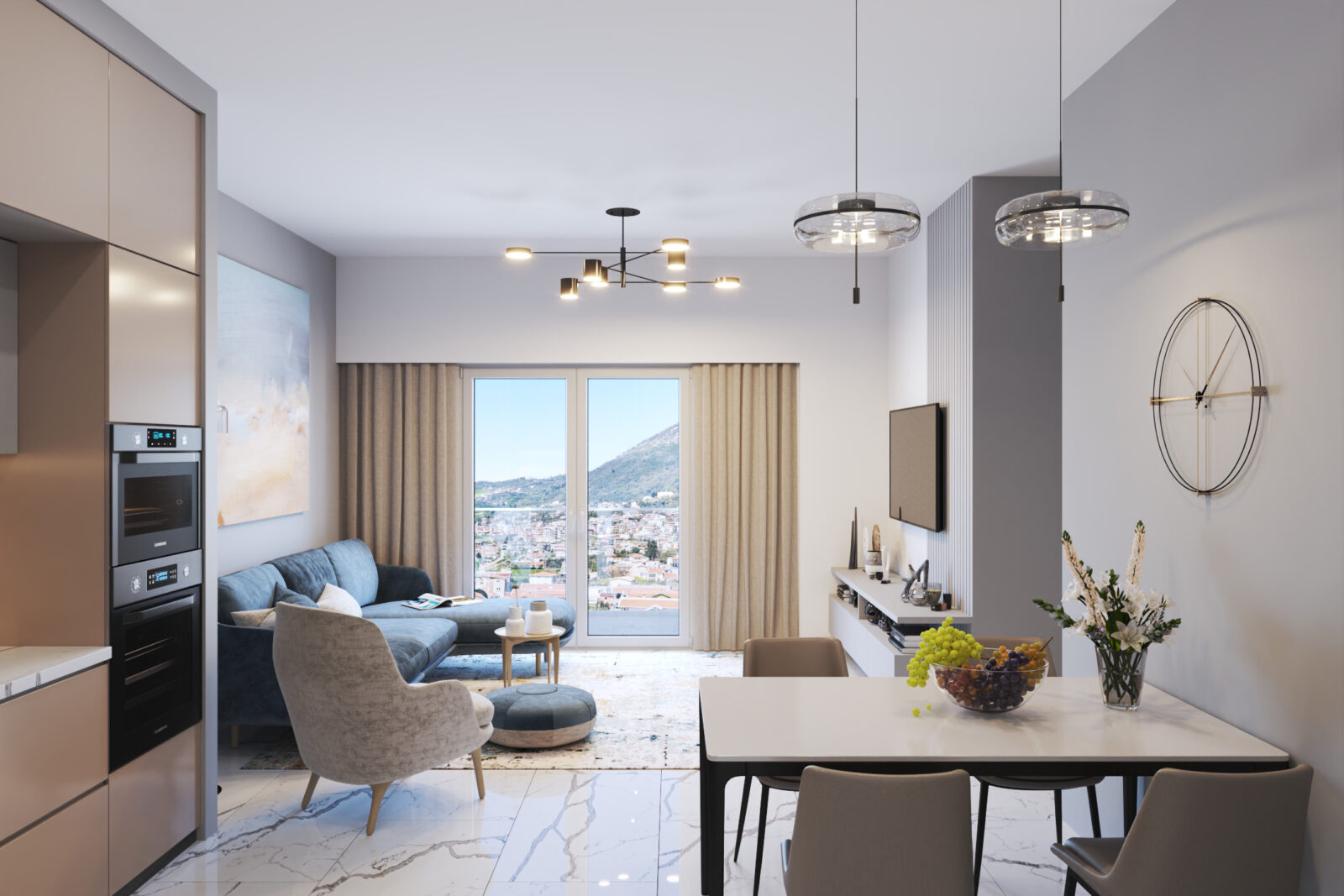 Dnevna soba sa kuhinjom - apartman br. 61 u Emerald Residence, Bar