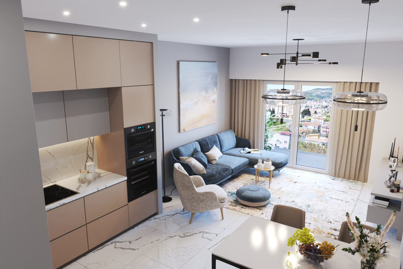 Kuhinja i dnevna soba - apartman br. 61 u Emerald Residence, Bar