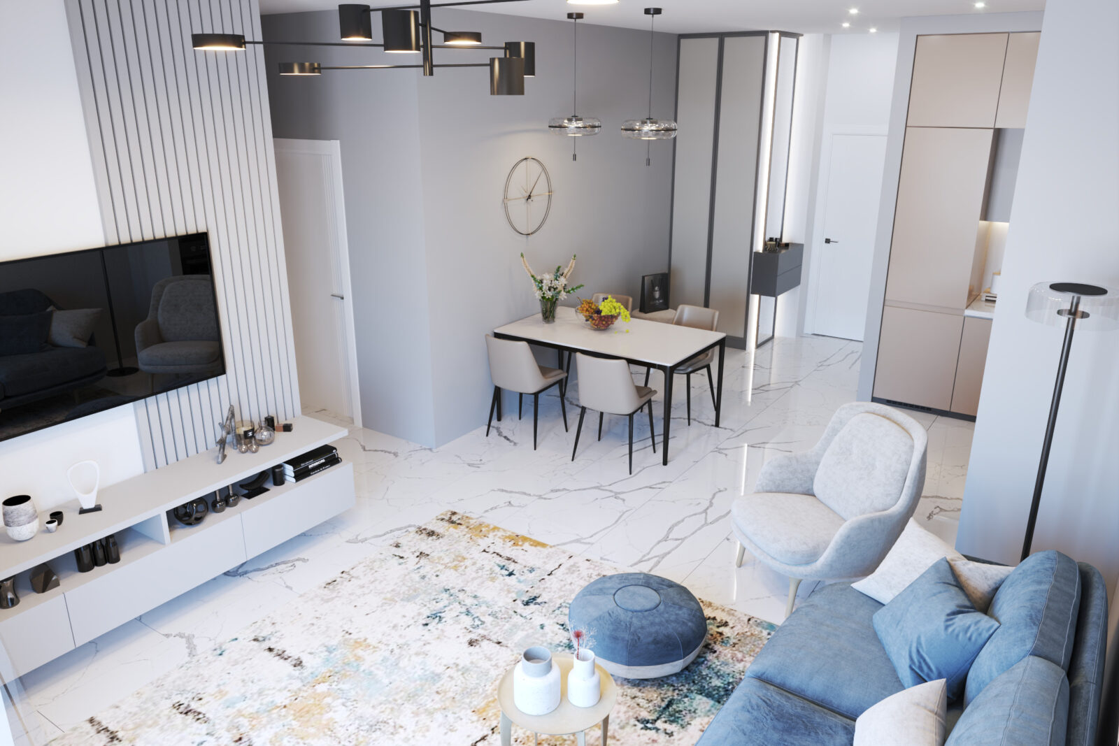 Trpezarija i TV zona - apartman br. 61 u Emerald Residence, Bar